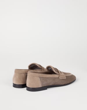 Mocasines de piel Sparkling Net Marrón Claro Mujer - Brunello Cucinelli