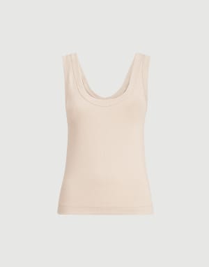 Top in jersey a costina Beige Freddo Donna - Brunello Cucinelli