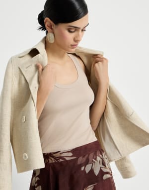 Top in jersey a costina Beige Freddo Donna - Brunello Cucinelli