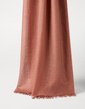 Cashmere and silk scarf Orange Woman - Brunello Cucinelli