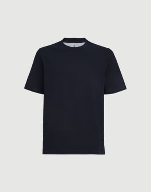 Cotton jersey crew neck T-shirt Navy Blue Man - Brunello Cucinelli