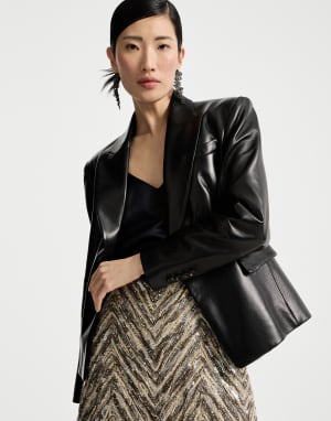 Blazer aus Nappaleder Schwarz Damen - Brunello Cucinelli