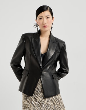 Blazer aus Nappaleder Schwarz Damen - Brunello Cucinelli