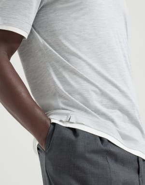 Polo con cuello camisa Gris Perla Hombre - Brunello Cucinelli