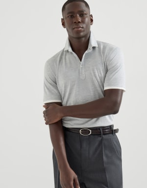 Polo con cuello camisa Gris Perla Hombre - Brunello Cucinelli