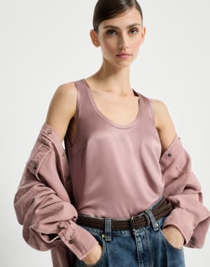 Top de raso Rosa Antiguo Mujer - Brunello Cucinelli