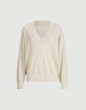 Jersey de lino Beige Claro Mujer - Brunello Cucinelli