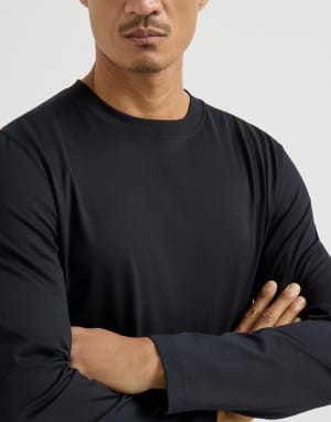 Cotton jersey T-shirt Black Man - Brunello Cucinelli