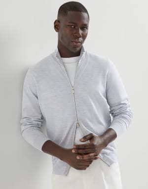 Cashmere and silk cardigan Pale Blue Man - Brunello Cucinelli