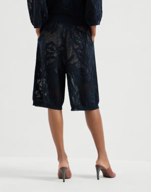 Dazzling water lilies Bermuda shorts Blue Woman - Brunello Cucinelli