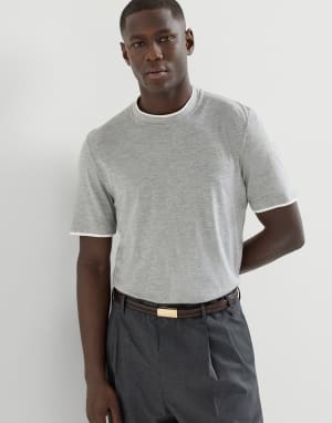 T-shirt with faux-layering Grey Man - Brunello Cucinelli