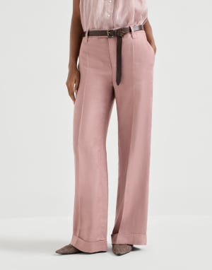 Loose Flared Trousers Pink Woman - Brunello Cucinelli