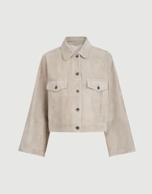 Couture suede jacket Light Grey Woman - Brunello Cucinelli