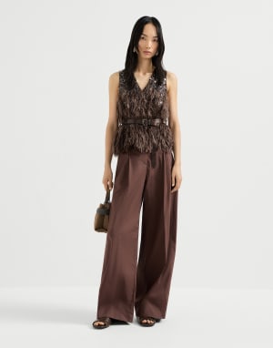 Wide trousers Cocoa Woman - Brunello Cucinelli