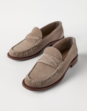 Suede loafers Taupe Smoke Man - Brunello Cucinelli