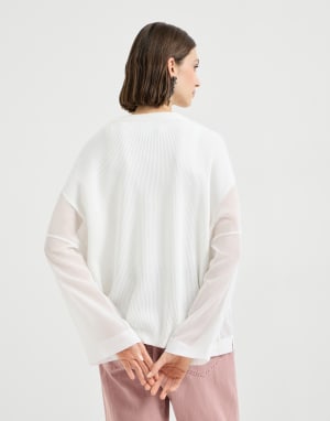Cardigan a coste Bianco Donna - Brunello Cucinelli