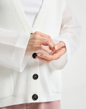 Cardigan a coste Bianco Donna - Brunello Cucinelli