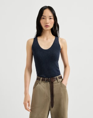 羊绒针织无袖上衣 蓝色 女款 - Brunello Cucinelli