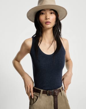 羊绒针织无袖上衣 蓝色 女款 - Brunello Cucinelli