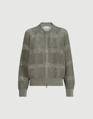 Cárdigan Dazzling Stripes Khaki Mujer - Brunello Cucinelli