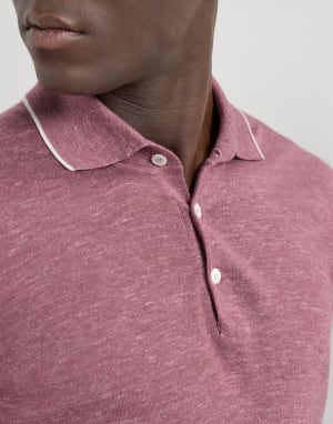 Lightweight knit Polo Coral Man - Brunello Cucinelli