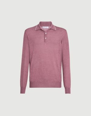 Lightweight knit Polo Coral Man - Brunello Cucinelli