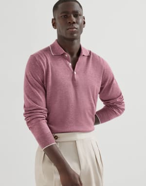 Lightweight knit Polo Coral Man - Brunello Cucinelli