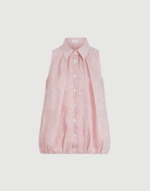 Striped organza shirt Pink Woman - Brunello Cucinelli