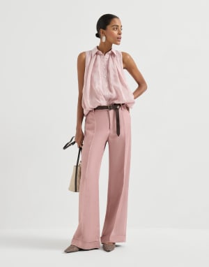 Striped organza shirt Pink Woman - Brunello Cucinelli