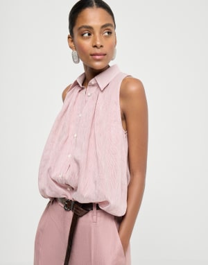 Striped organza shirt Pink Woman - Brunello Cucinelli