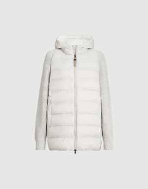 Nylon hooded down jacket Light Grey Woman - Brunello Cucinelli