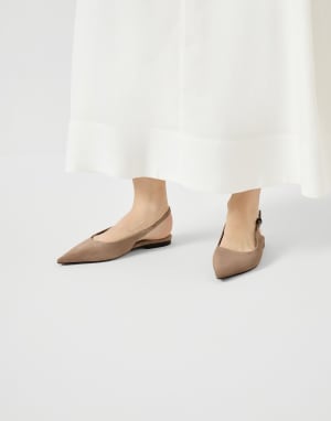 Slingbacks plats en daim Marron Femme - Brunello Cucinelli