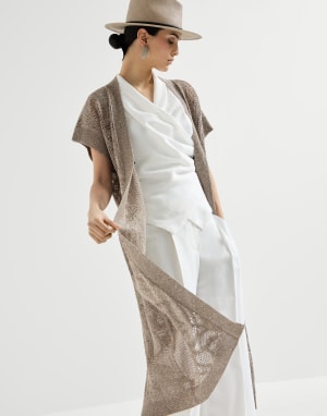 Dazzling water lilies long cardigan Mud Woman - Brunello Cucinelli