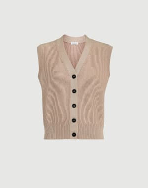 Cashmere knit vest Light Brown Woman - Brunello Cucinelli