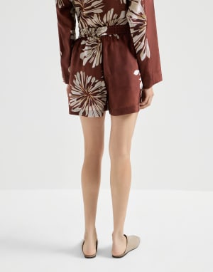 Shorts Bloom Print Burdeos Mujer - Brunello Cucinelli
