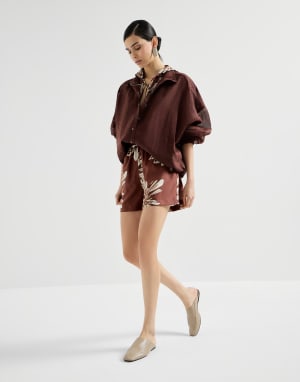 Bloom print shorts Bordeaux Woman - Brunello Cucinelli
