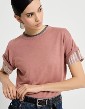 Jersey ligero de cachemir y seda Rosa Mujer - Brunello Cucinelli