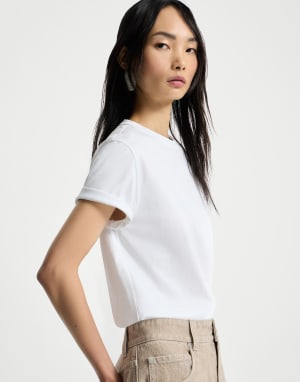 Tee-shirt en jersey Blanc Femme - Brunello Cucinelli