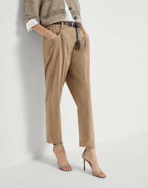 Five-pocket Track trousers Sand Woman - Brunello Cucinelli
