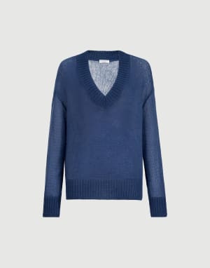 Virgin wool and mohair sweater Blue Woman - Brunello Cucinelli