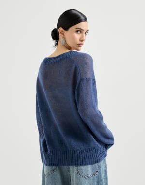 Virgin wool and mohair sweater Blue Woman - Brunello Cucinelli