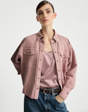 Garment-dyed cover shirt Pink Woman - Brunello Cucinelli