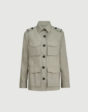 Outerwear with monili Khaki Woman - Brunello Cucinelli