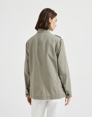 Outerwear with monili Khaki Woman - Brunello Cucinelli