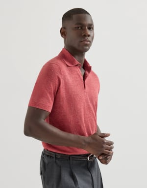 针织马球衫 草莓色 男款 - Brunello Cucinelli