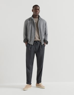 Jersey T-shirt with logo Khaki Man - Brunello Cucinelli