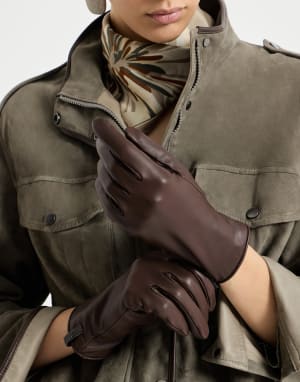 Nappa leather gloves Rust Brown Woman - Brunello Cucinelli