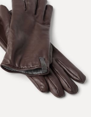 Nappa leather gloves Rust Brown Woman - Brunello Cucinelli