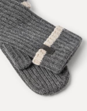 Muffole in maglia con monile Grigio Medio Donna - Brunello Cucinelli