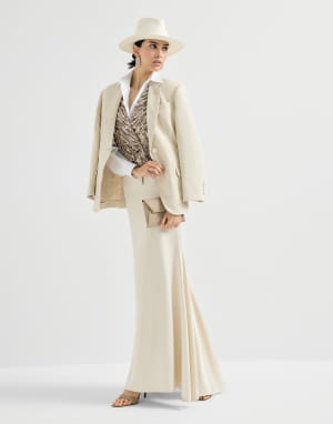 Dazzling chevron embroidery vest Brown Woman - Brunello Cucinelli